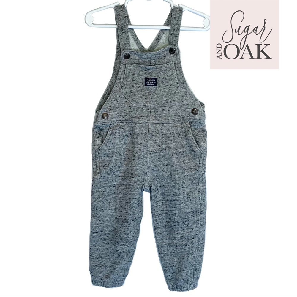 Oshkosh B’Gosh Grey Knit Boys Overalls Sz 18M